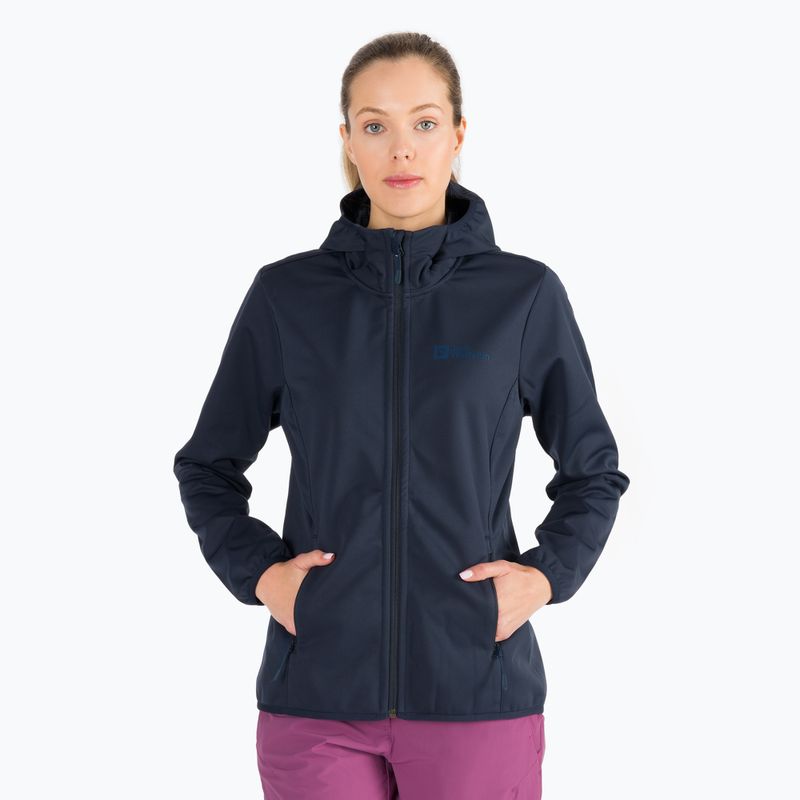 Jack Wolfskin moteriška softshell striukė Windhain Hoody navy blue 1307481_1010