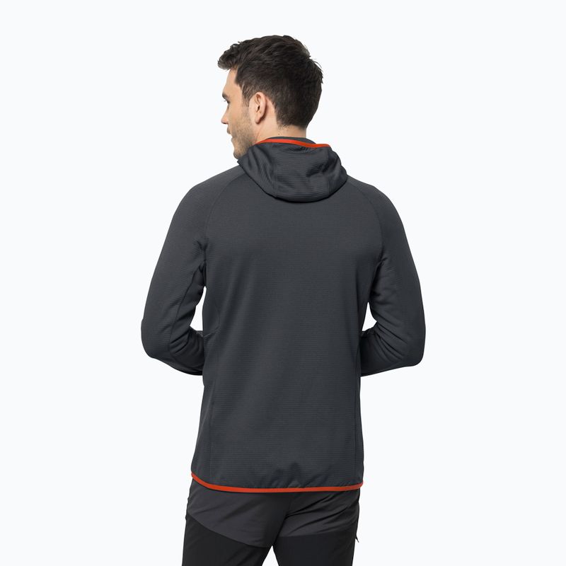 Vyriški Jack Wolfskin Hydro Grid Hooded FZ vilnoniai džemperiai su gobtuvu pilka 1710002 2