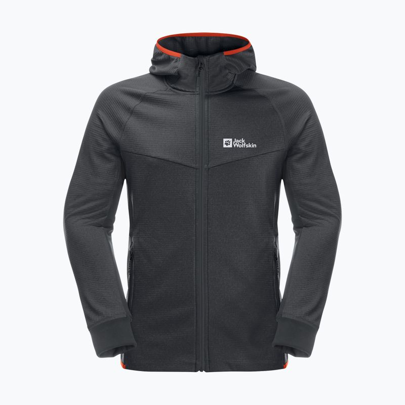 Vyriški Jack Wolfskin Hydro Grid Hooded FZ vilnoniai džemperiai su gobtuvu pilka 1710002 6