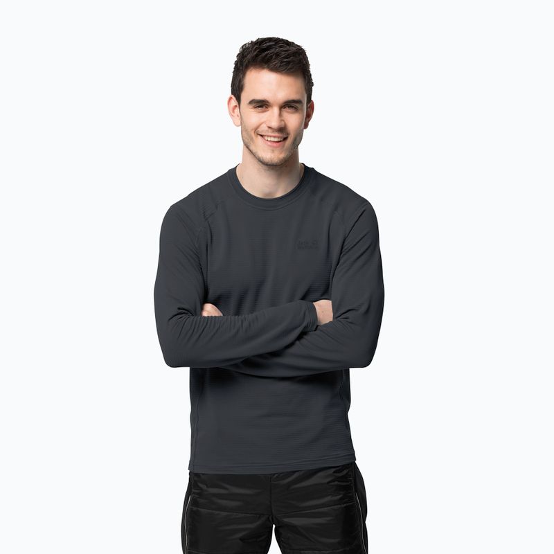 Jack Wolfskin vyriški trekingo marškinėliai ilgomis rankovėmis Infinite LS graphite 1808311