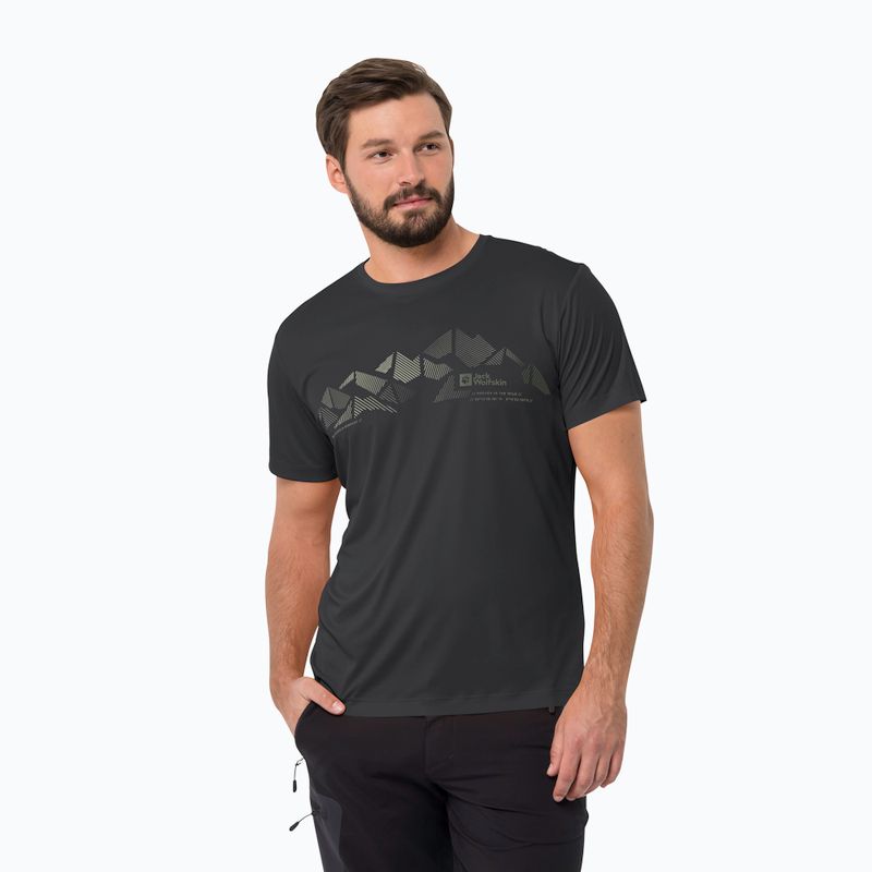 Jack Wolfskin Peak Graphic vyriški trekingo marškinėliai juodi 1807183