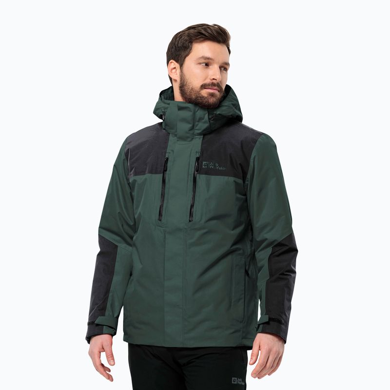 Jack Wolfskin vyriška striukė nuo lietaus Jasper 3in1 black olive