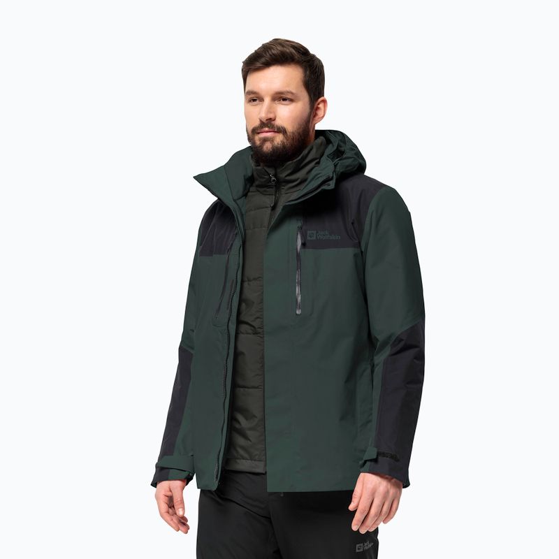 Jack Wolfskin vyriška striukė nuo lietaus Jasper 3in1 black olive 2