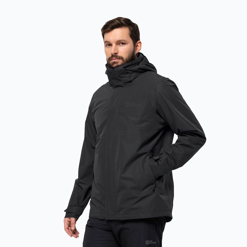 Jack Wolfskin vyriška striukė nuo lietaus Feldberg Luntal 3in1 juoda 2