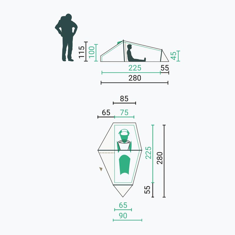 Žygio palapinė vienam asmeniui Jack Wolfskin North Timer island moss 2
