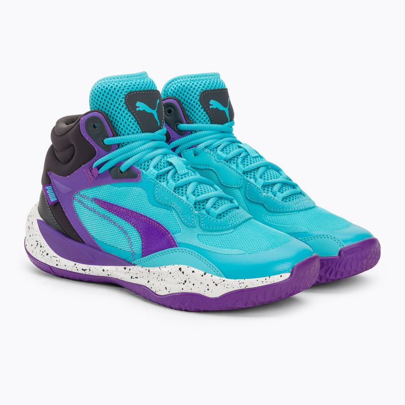 Vyriški krepšinio bateliai PUMA Playmaker Pro Mid purple glimmer/bright aqua/strong grey/white 4