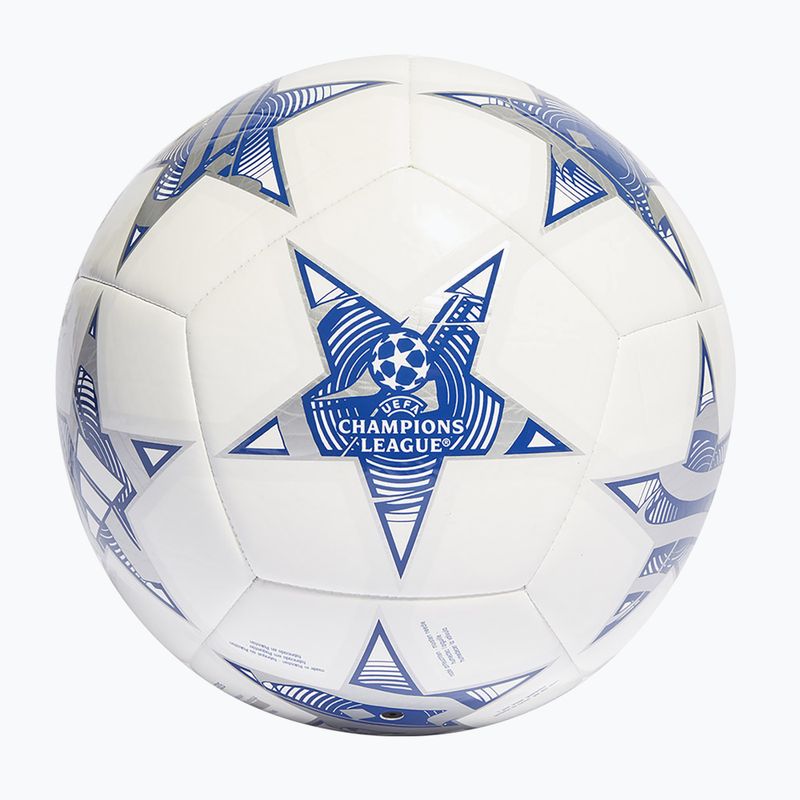 Futbolo kamuolys adidas UCL Club 23/24 white/iron metallic/shock purple/bright cyan dydis 4