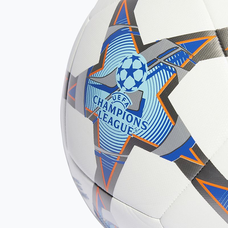 Futbolo kamuolys adidas UCL Training 23/24 white/silver metallic/bright cyan/royal dydis 4 3
