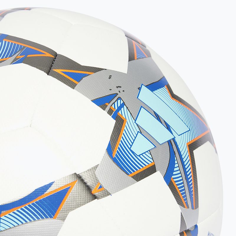 Futbolo kamuolys adidas UCL Training 23/24 white/silver metallic/bright cyan/royal dydis 4 4