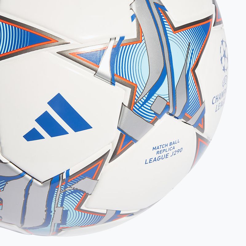 Futbolo kamuolys adidas UCL Junior 290 League 23/24 white/silver metallic/bright cyan dydis 4 2