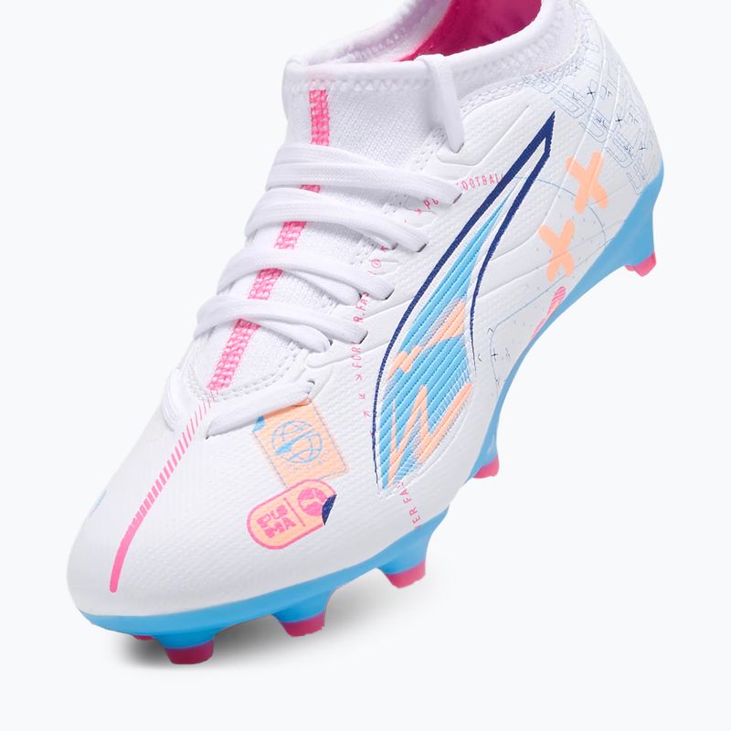 Vaikiški futbolo batai PUMA Ultra 5 Match Vol. Up FG/AG Jr puma white/luminous blue 5