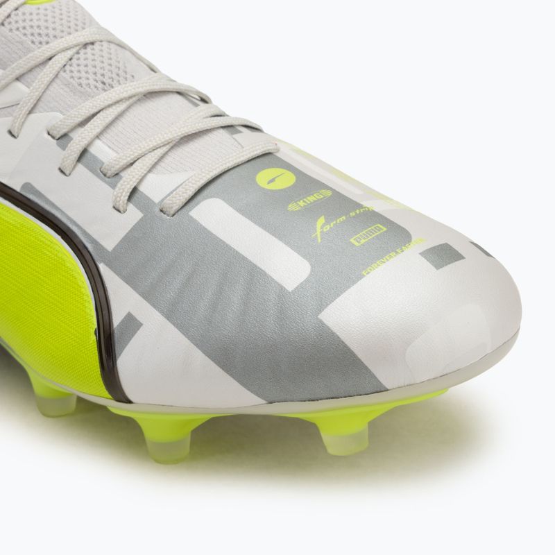 Vyriški futbolo batai PUMA King Ultimate Forever FG/AG feather gray/electric lime/puma white/flat light gray 7