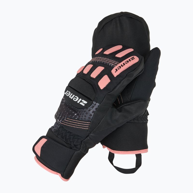 Vaikiškos slidininkų pirštinės ZIENER Luron Aquashield PR Mitten black/pink vani