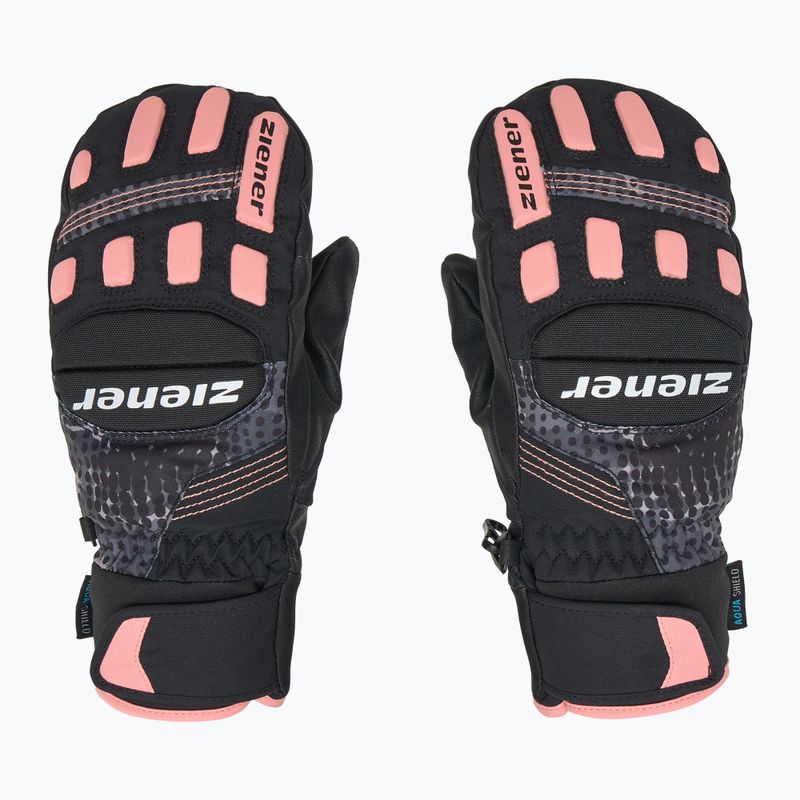 Vaikiškos slidininkų pirštinės ZIENER Luron Aquashield PR Mitten black/pink vani 3