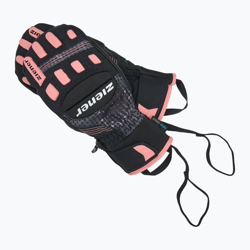 Vaikiškos slidininkų pirštinės ZIENER Luron Aquashield PR Mitten black/pink vani 6
