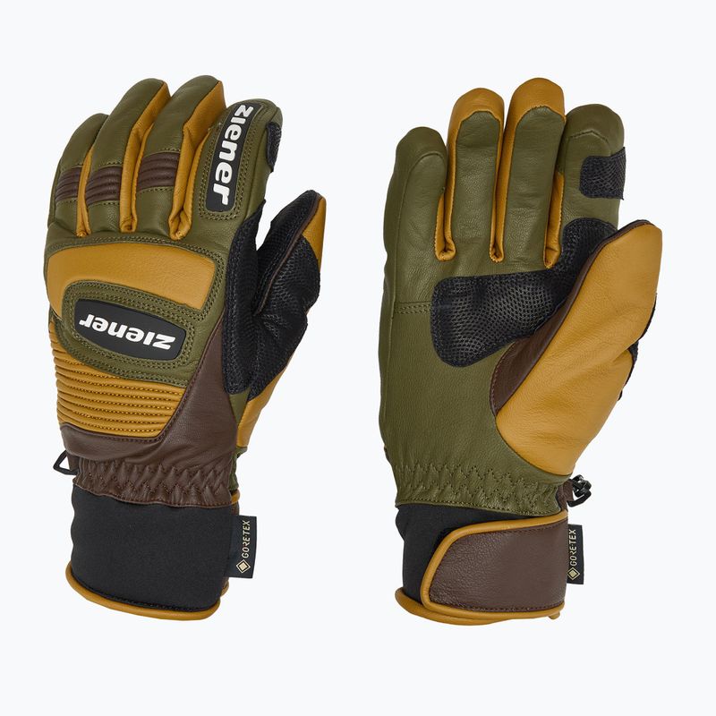 Vyriškos slidinėjimo pirštinės ZIENER Guard GTX + Gore Grip PR alpine dark/brown