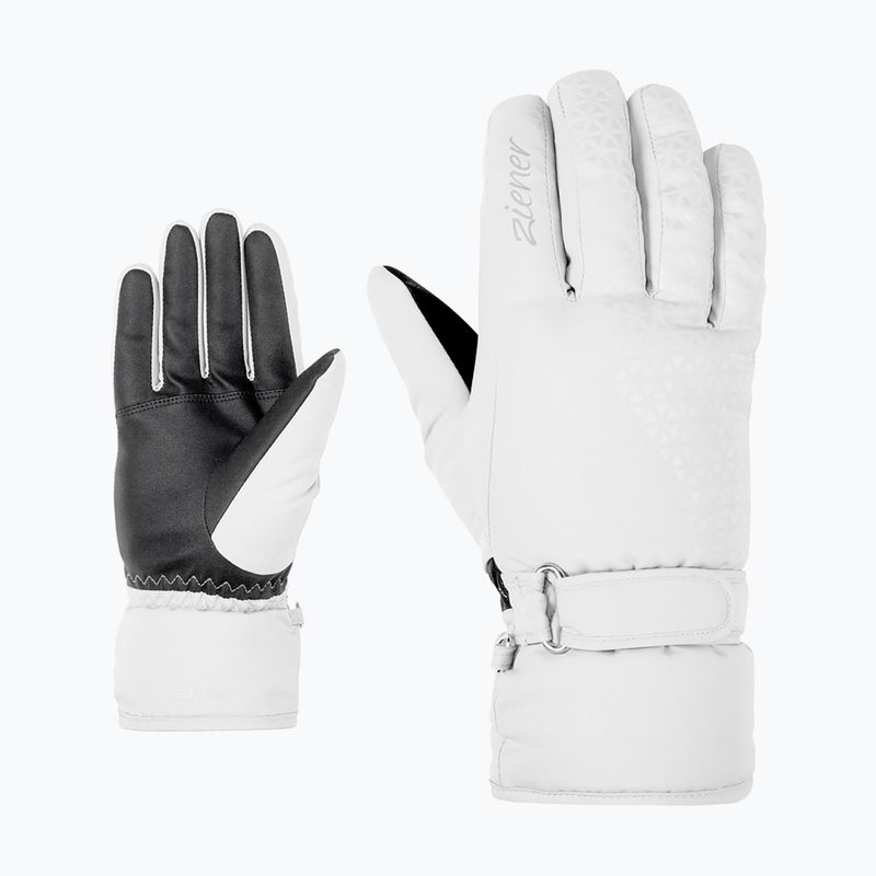 Moteriškos slidininkų pirštinės ZIENER Kisar Aquashield white 2
