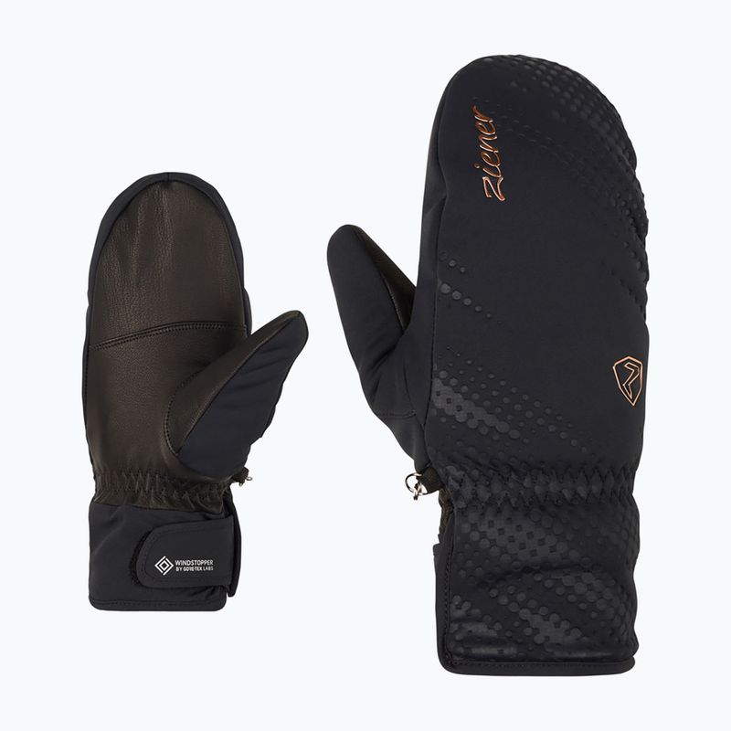 Moteriškos slidininkų pirštinės ZIENER Karoia WS PR Mitten black/rose metallic 7