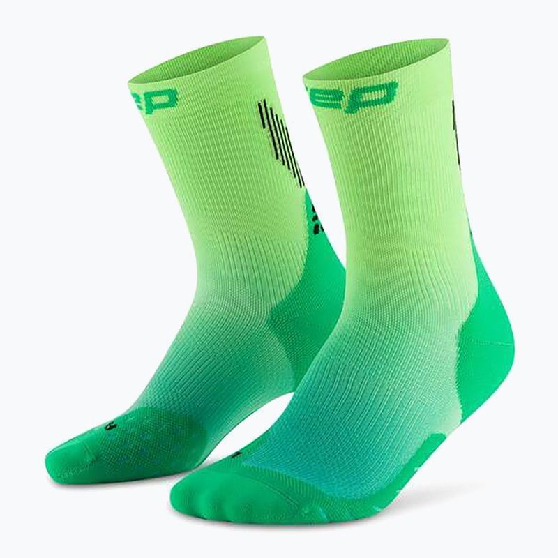 Moteriškos kompresinės kojinės CEP Run Edt. Gradient Mid Cut Compression 5.0 green/lime fade