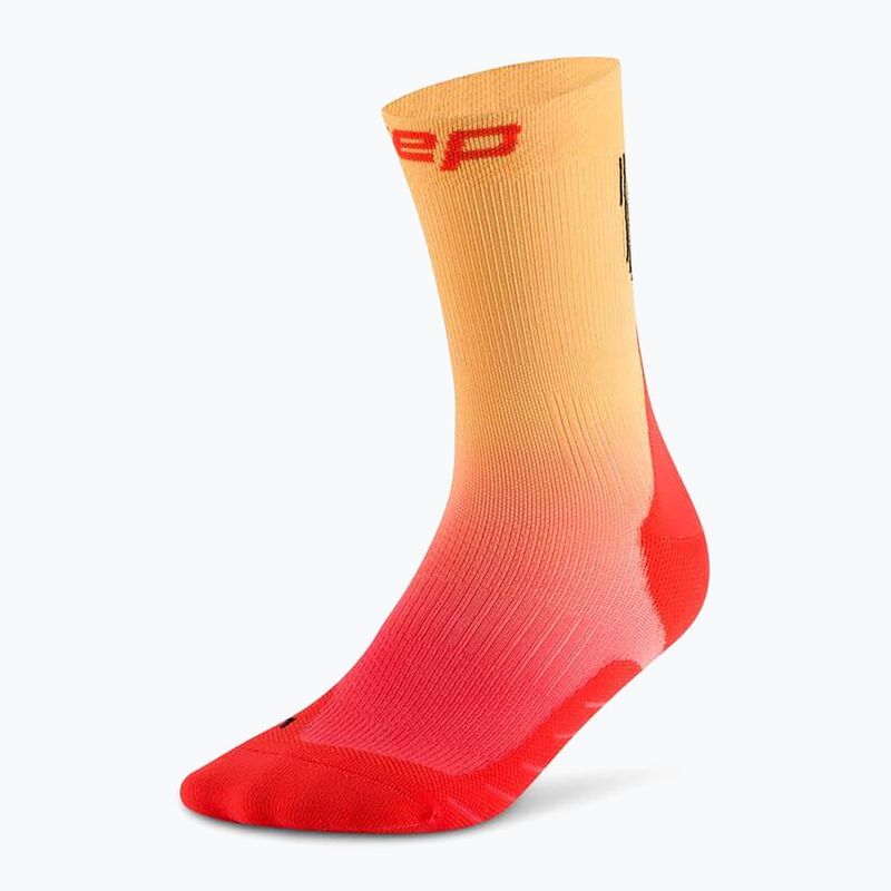 Moteriškos kompresinės kojinės CEP Run Edt. Gradient Mid Cut Compression 5.0 red/marigold fade 2