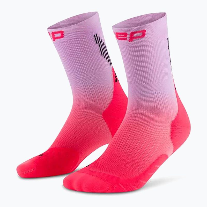Moteriškos kompresinės kojinės CEP Run Edt. Gradient Mid Cut Compression 5.0 pink/lilac fade