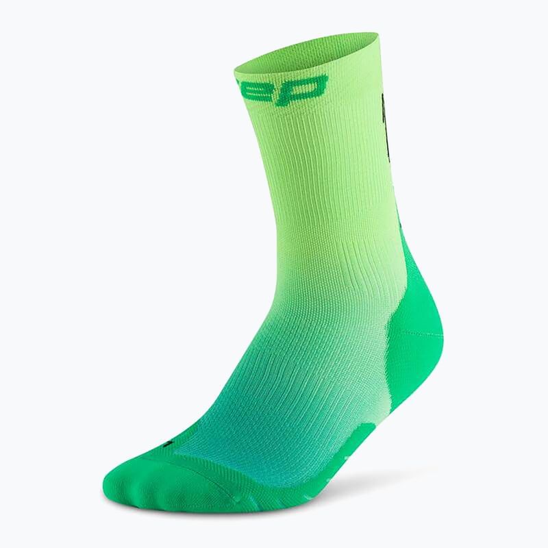 Vyriškos kompresinės kojinės CEP Run Edt. Gradient Mid Cut Compression 5.0 green/lime fade 2
