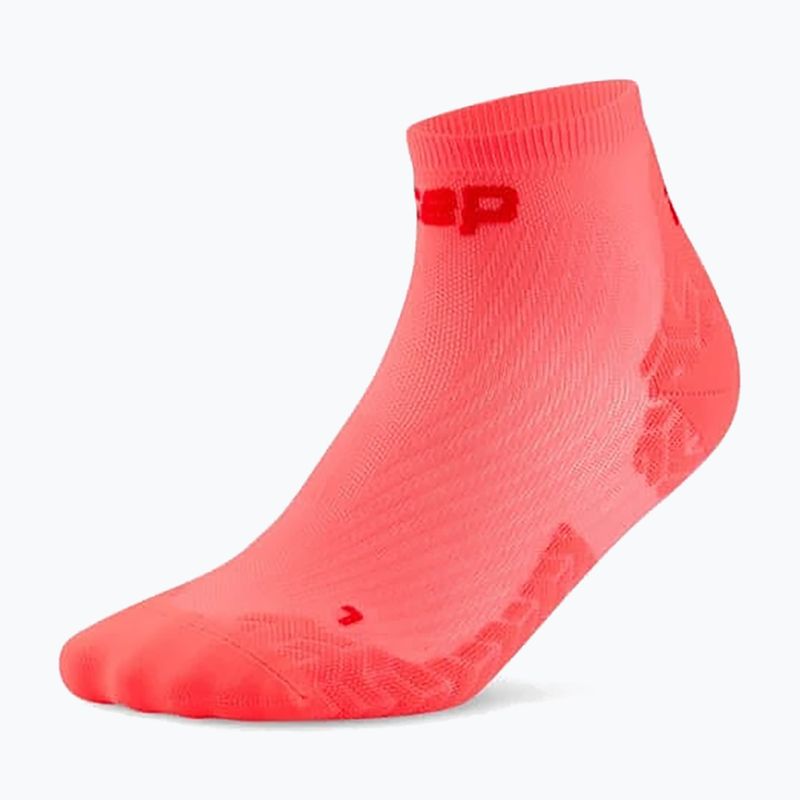 Vyriškos kompresinės kojinės CEP Ultralight Low Cut 4.0 neon coral/red 2