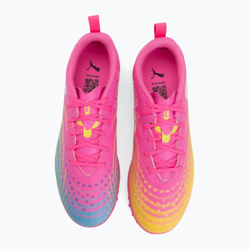 Vaikiški futbolo batai PUMA Future 9 Play TT poison pink/puma white/sun stream/bright aqua/puma black 5