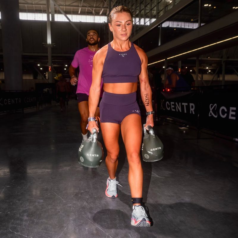 Moteriški treniruočių šortai PUMA x HYROX Shapeluxe 3" Tight gilios slyvos spalvos 6