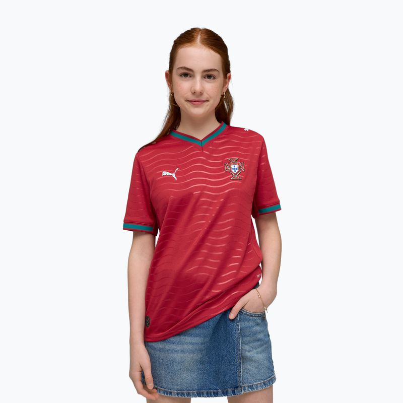 Vaikiški futbolo marškinėliai PUMA FPF Portugal Home Jersey Replica Club Jr raudoni/žali 3