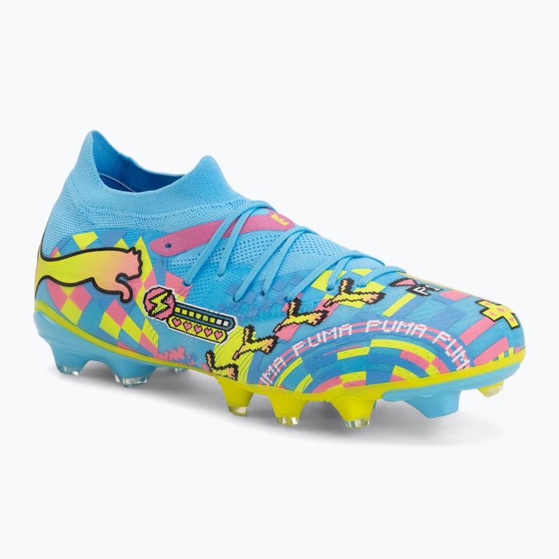 Futbolo bateliai PUMA Future 9 Match Advanced Level FG/AG puma white/blue glimmer/pink glimmer/yellow alert