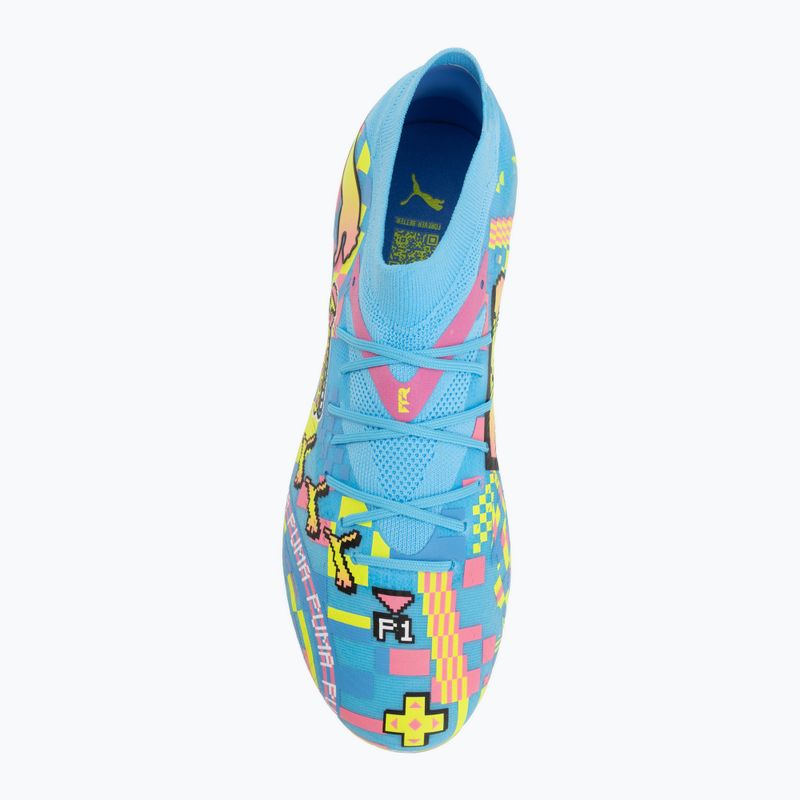 Futbolo bateliai PUMA Future 9 Match Advanced Level FG/AG puma white/blue glimmer/pink glimmer/yellow alert 5