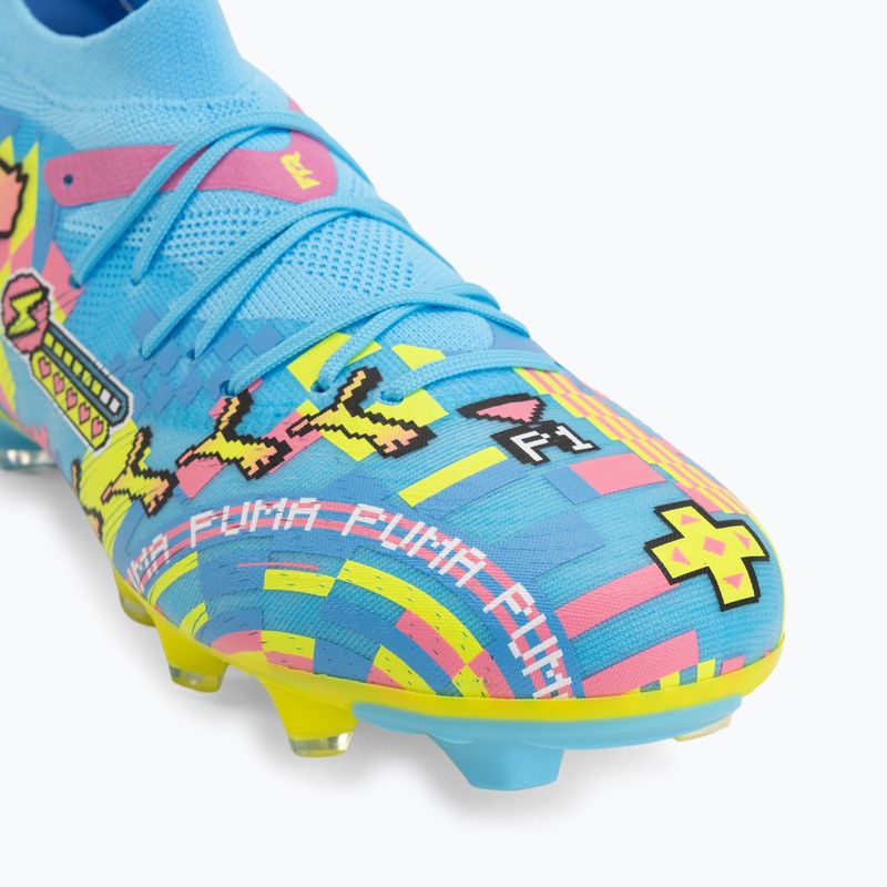Futbolo bateliai PUMA Future 9 Match Advanced Level FG/AG puma white/blue glimmer/pink glimmer/yellow alert 7
