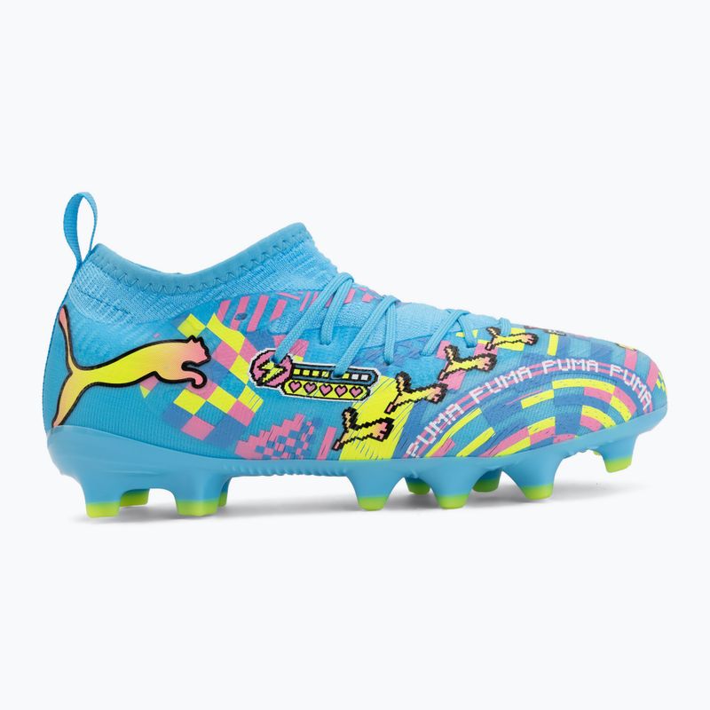 Vaikiški futbolo bateliai PUMA Future 9 Match Advanced Level FG/AG Jr puma white/blue glimmer/pink glimmer/yellow alert 2