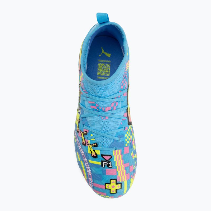 Vaikiški futbolo bateliai PUMA Future 9 Match Advanced Level FG/AG Jr puma white/blue glimmer/pink glimmer/yellow alert 5