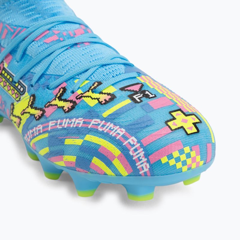Vaikiški futbolo bateliai PUMA Future 9 Match Advanced Level FG/AG Jr puma white/blue glimmer/pink glimmer/yellow alert 7
