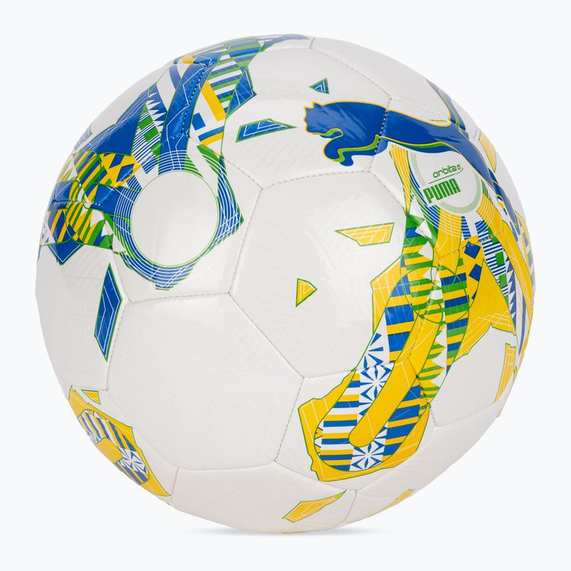 Futbolo kamuolys PUMA Orbita 6 FanwearCapsule MS puma white/pele yellow/puma green dydis 5 2