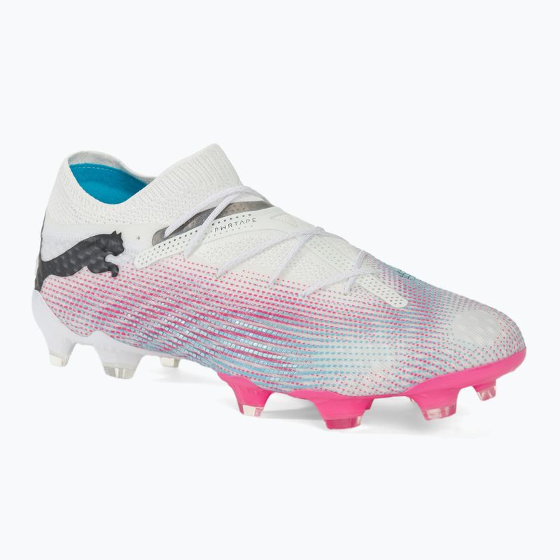 Futbolo batai PUMA Future 7 Ultimate Low FG/AG white/black/poison pink/bright aqua/silver mist