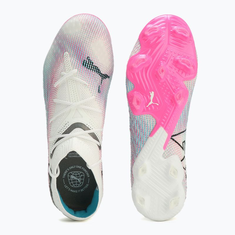 Futbolo batai PUMA Future 7 Ultimate Low FG/AG white/black/poison pink/bright aqua/silver mist 11