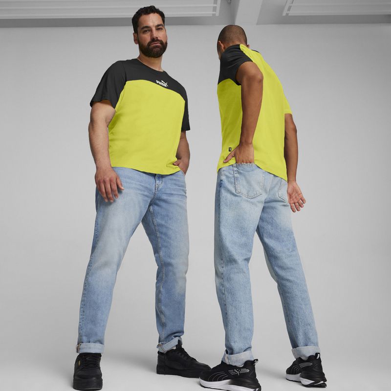 Vyriški marškinėliai PUMA ESS+ Block Tee puma black/lime sheen 3