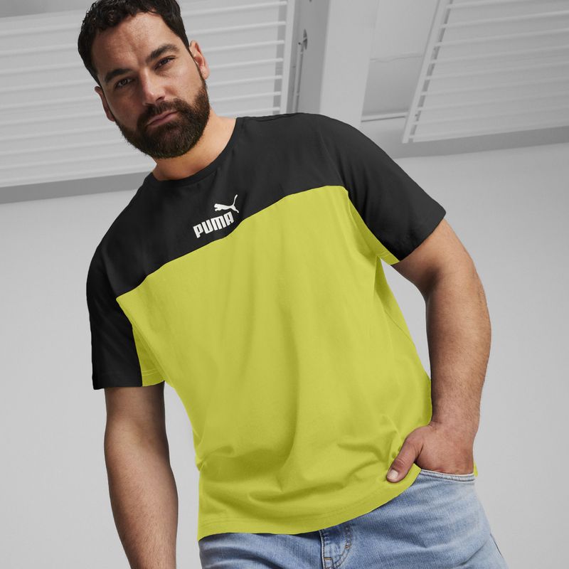 Vyriški marškinėliai PUMA ESS+ Block Tee puma black/lime sheen 4