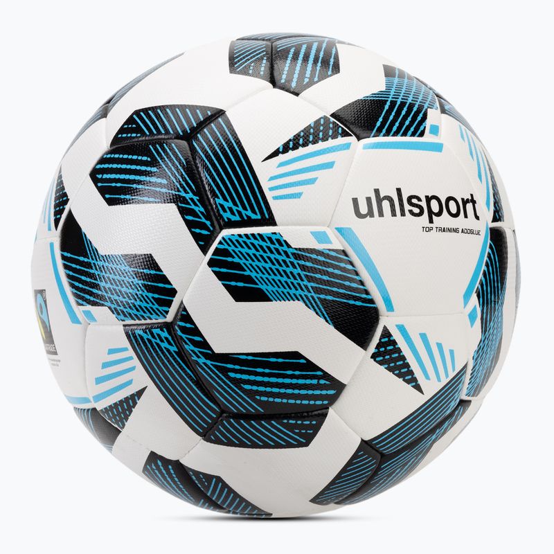 Futbolo kamuolys uhlsport Fairtrade Top Training Addglue white/black/fluo blue dydis 5 2