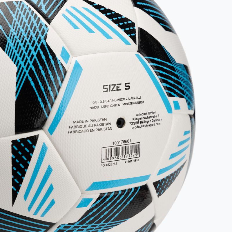Futbolo kamuolys uhlsport Fairtrade Top Training Addglue white/black/fluo blue dydis 5 4