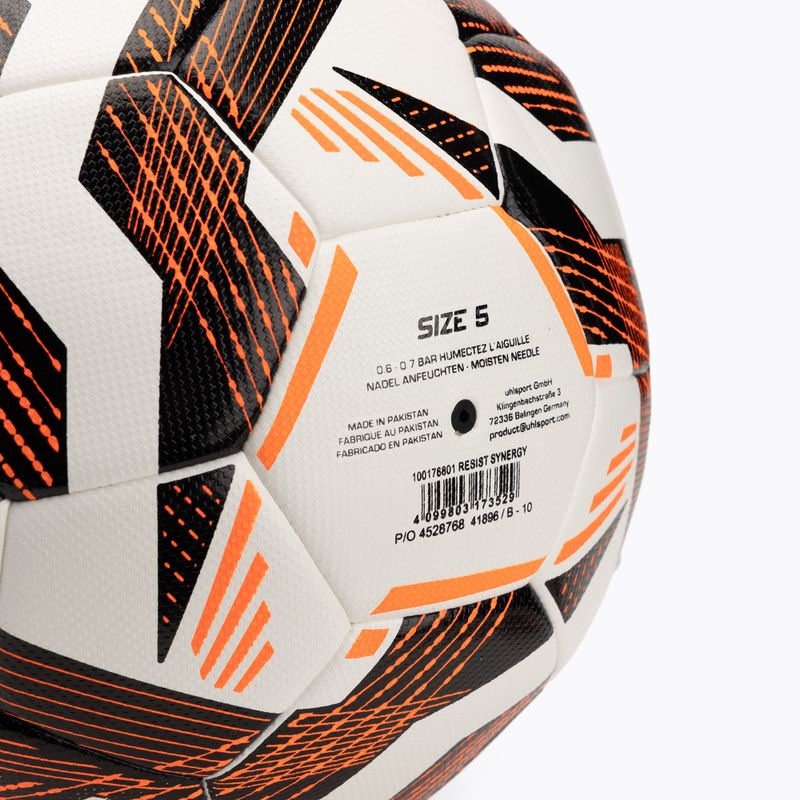 Futbolo kamuolys uhlsport Resist Synergy white/black/fluo orange dydis 5 4
