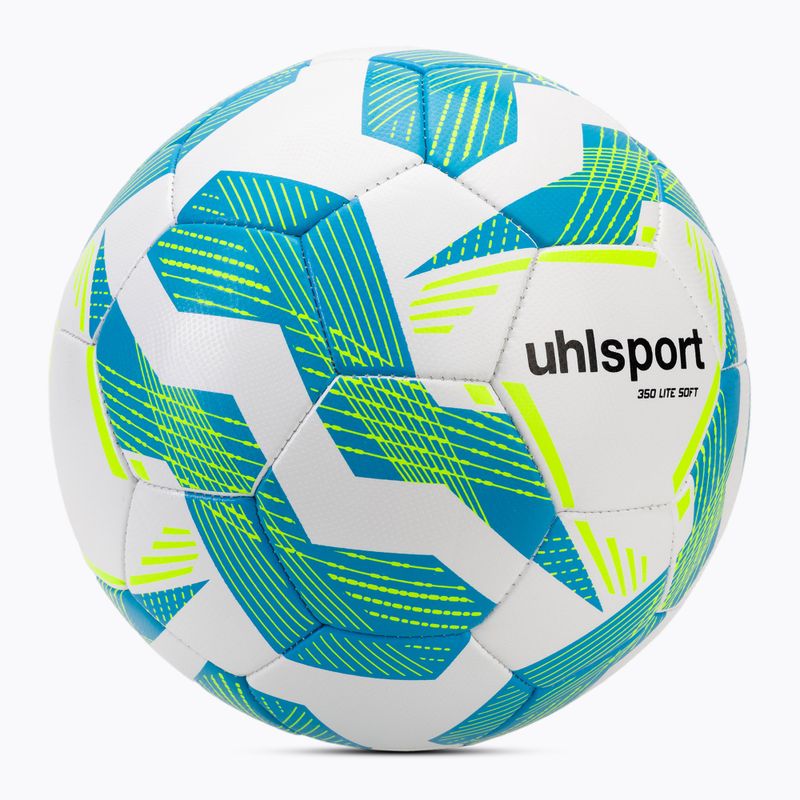Futbolo kamuolys uhlsport Lite Soft 350 white/light blue/fluo yellow dydis 5 2