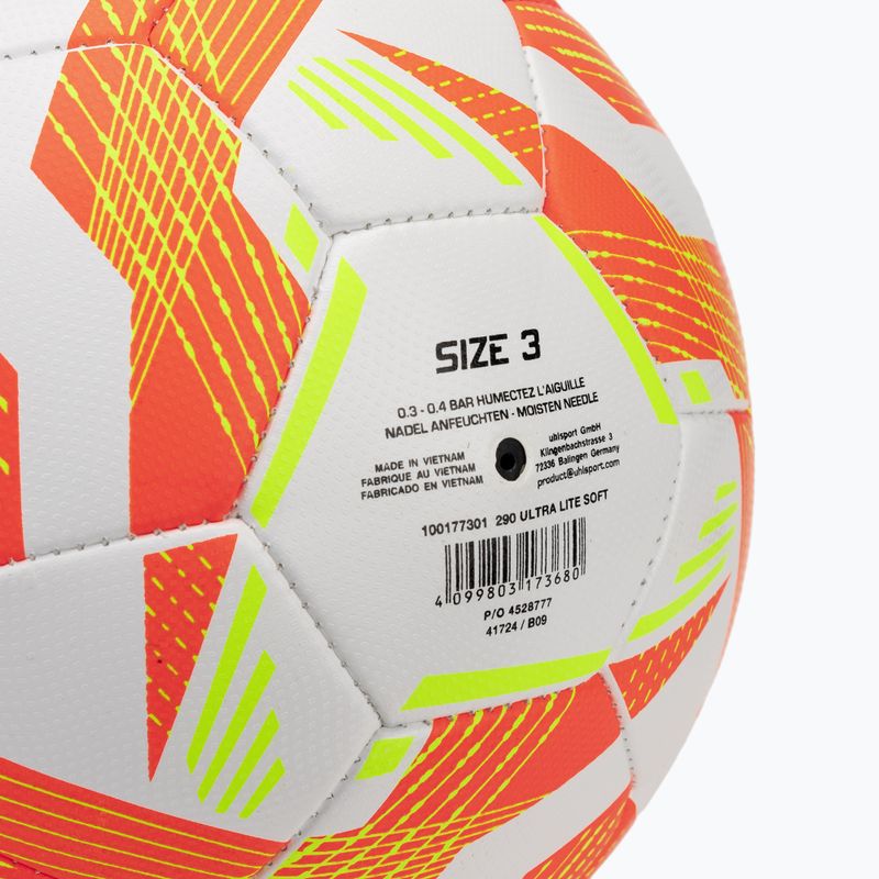 Futbolo kamuolys uhlsport Ultra Lite Soft 290 white/fluo orange/fluo yellow dydis 3 3