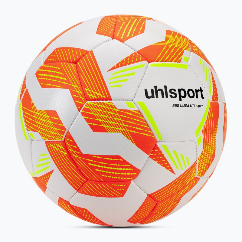 Futbolo kamuolys uhlsport Ultra Lite Soft 290 white/fluo orange/fluo yellow dydis 5 2