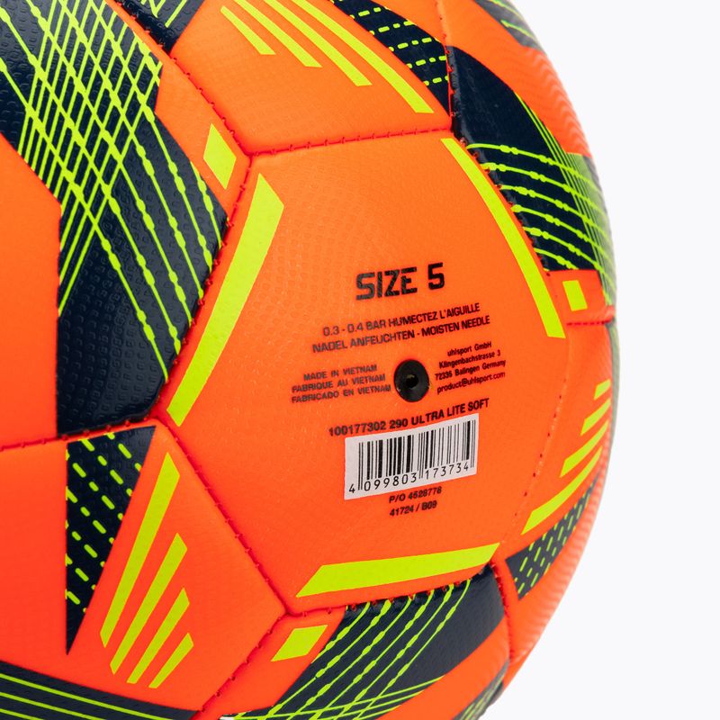 Futbolo kamuolys uhlsport Ultra Lite Soft 290 fluo orange/navy/fluo yellow dydis 5 3