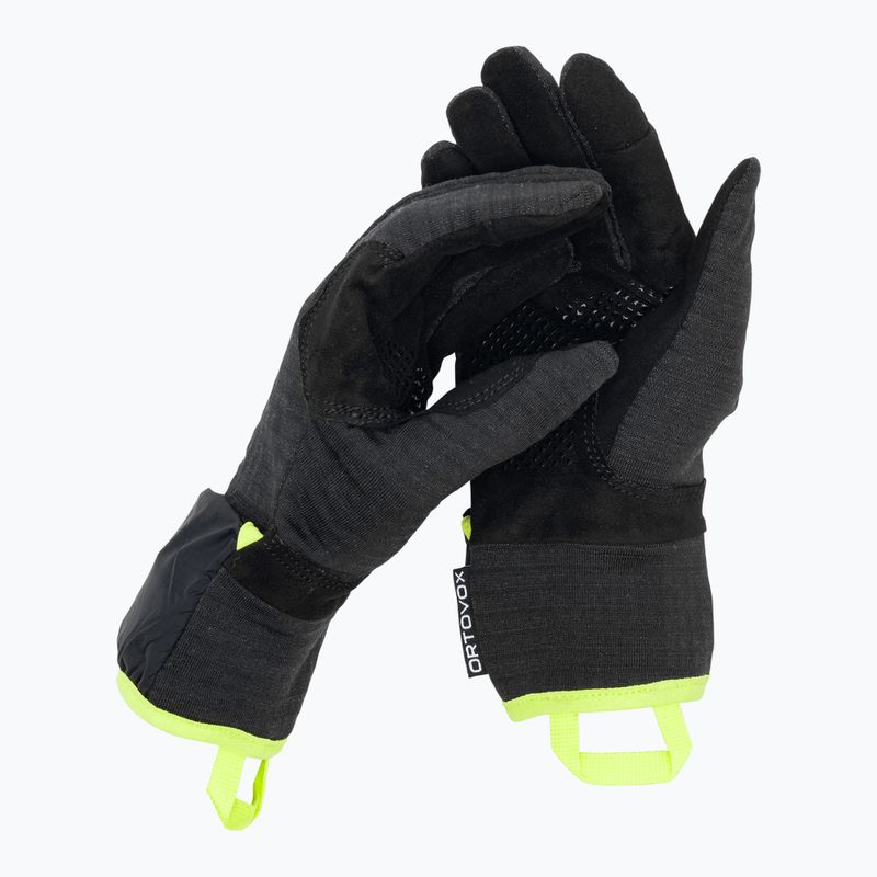 Vyriškos parašiutininkų pirštinės ORTOVOX Fleece Grid Cover black raven