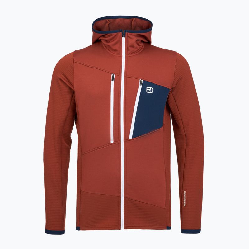 Vyriškas džemperis ORTOVOX Fleece Grid Hoody clay orange